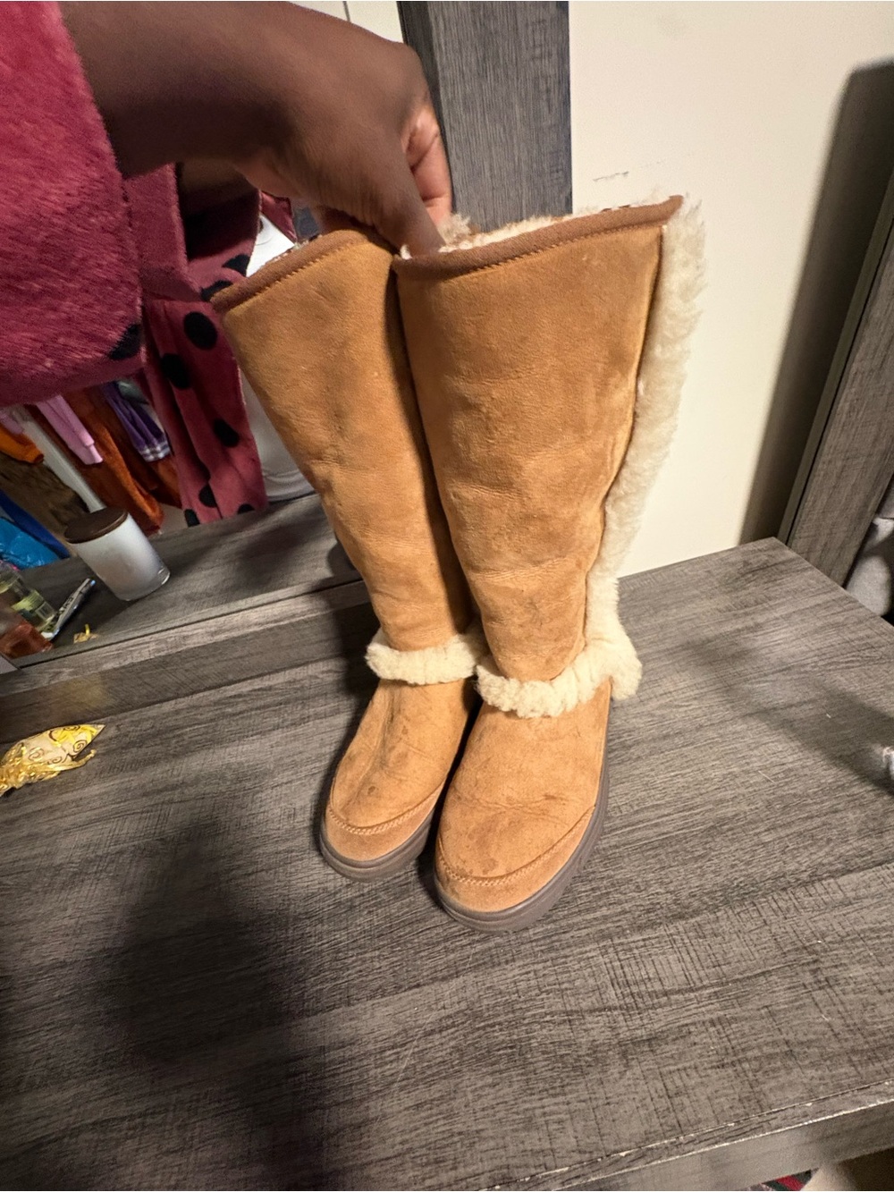 UGG Chestnut Tall Shearling-Trim Winter Boots